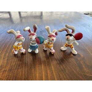 Vintage Applause Easter Bunny Figurines Roller Skating Sports Lot of 4 1993